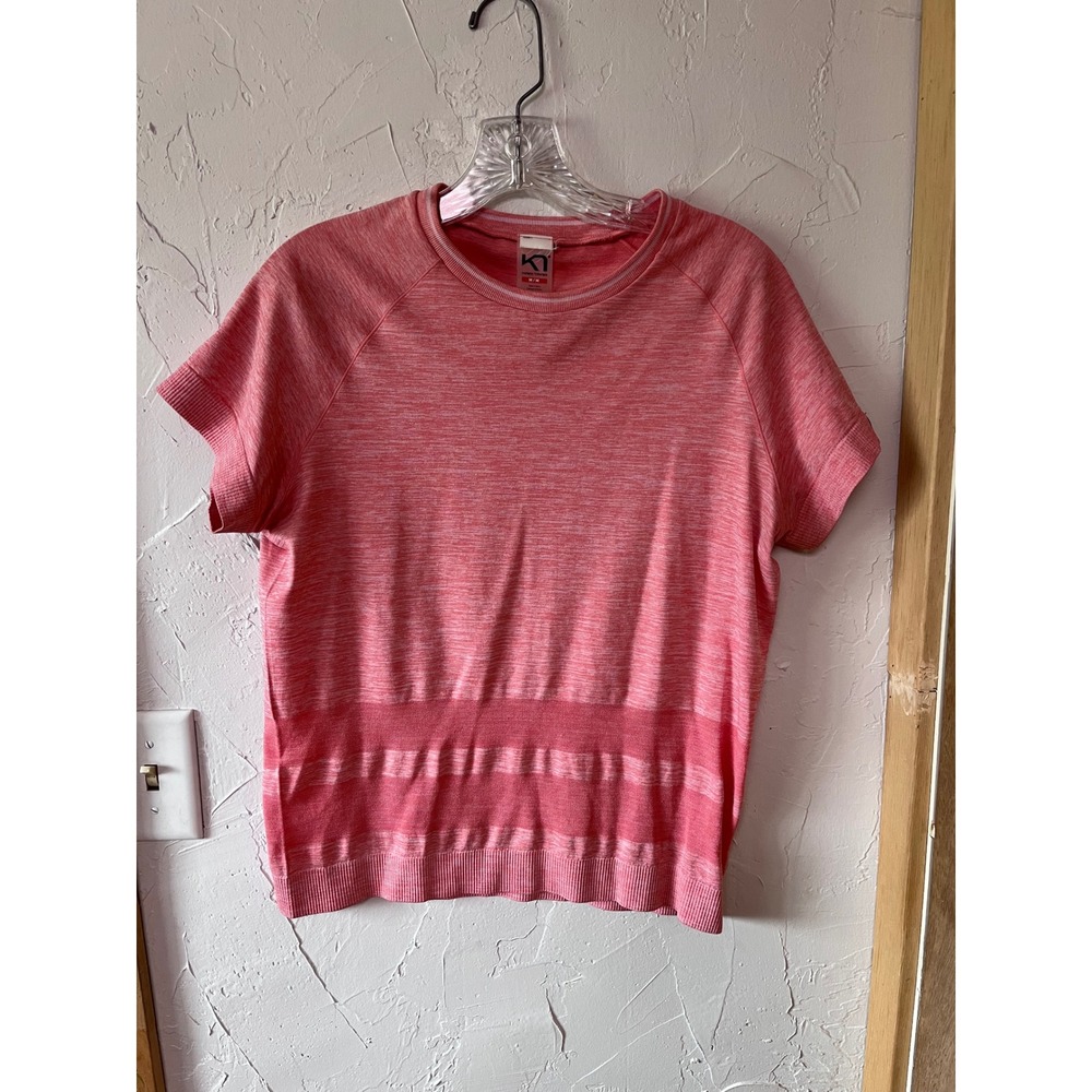 Kari Traa Nora Womens Pink Space Dye Seamless Short Sleeve Athletic Tee Shirt M